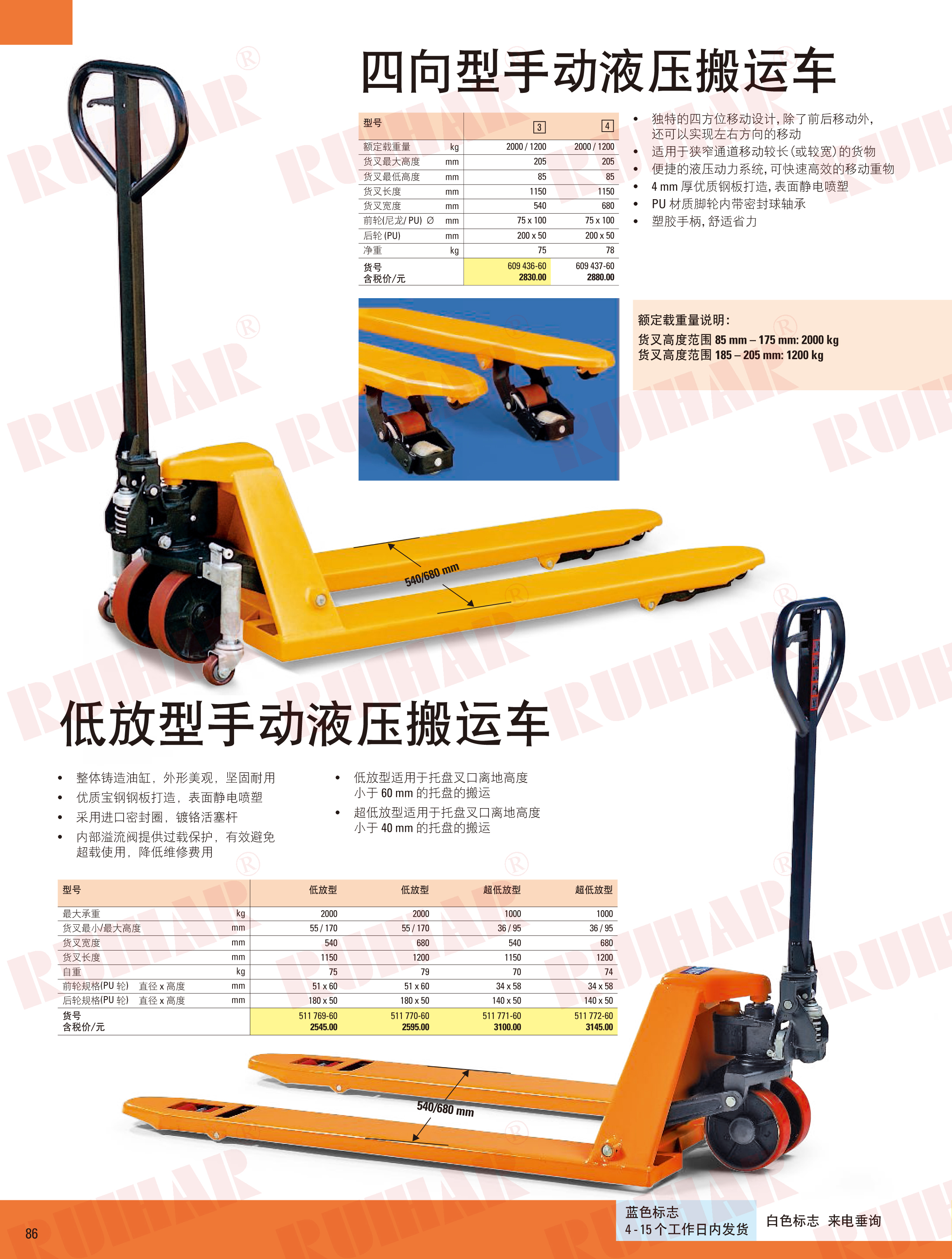 低放型手動液壓搬運車