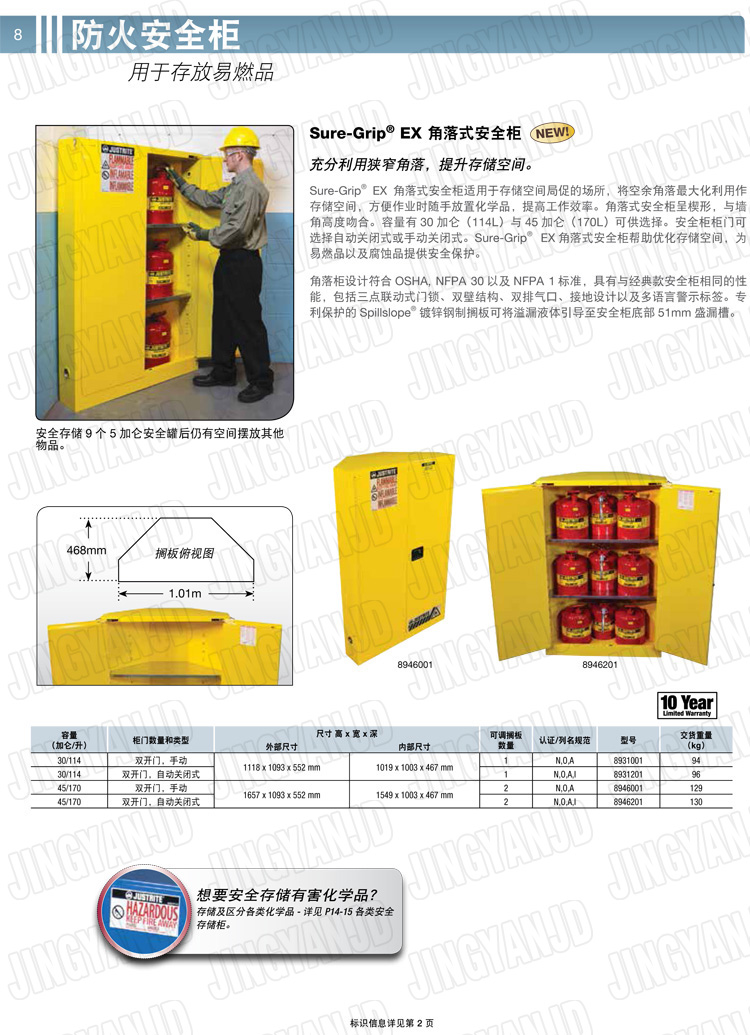 美國(guó)杰斯瑞特，防火安全柜，justrite防火柜，justrite安全柜，防爆柜justrite