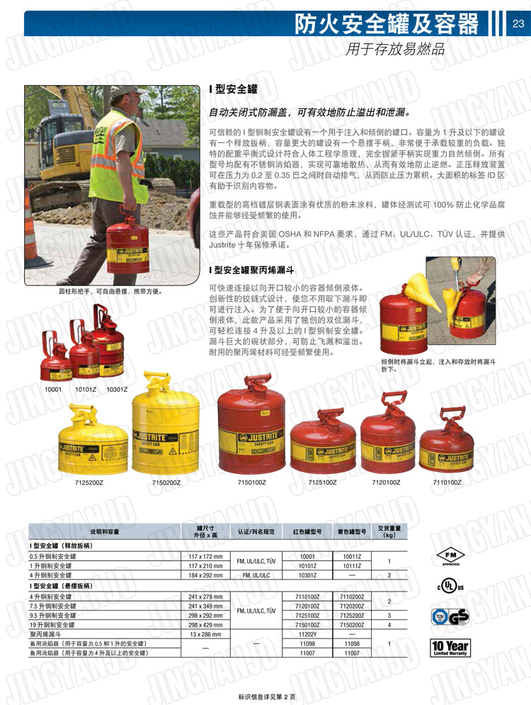 JUSTRITE，美國(guó)杰斯瑞特，justriteI型安全罐,柴油汽油存放罐，酒精松香水安全存儲(chǔ)罐，防火安全罐，防爆安全罐