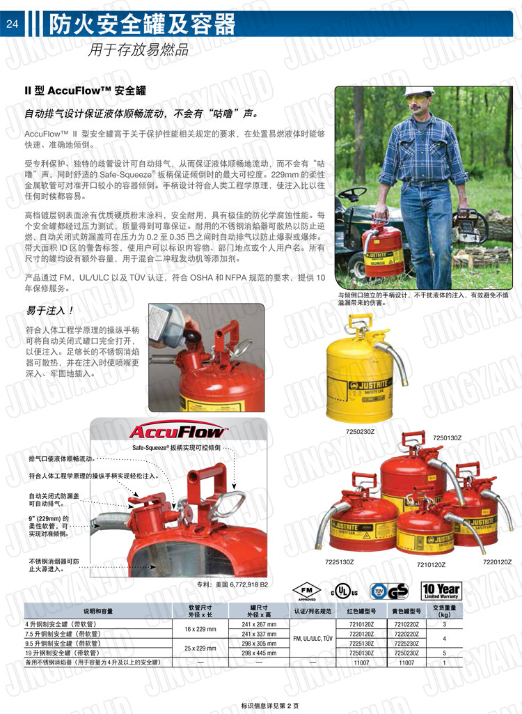 JUSTRITE，美國(guó)杰斯瑞特，justriteI型安全罐,柴油汽油存放罐，酒精松香水安全存儲(chǔ)罐，防火安全罐，防爆安全罐